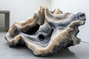 Poster - A magnificent marble sculpture featuring dynamic layers and flowing contours that evoke a sense of movement, strength, and artistic sophistication.