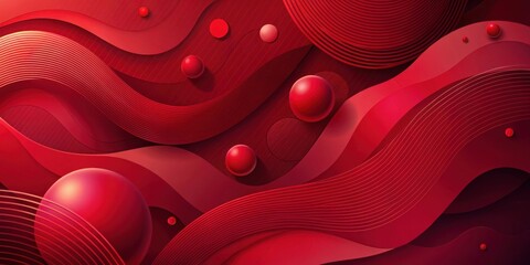 Poster - Abstract Red Waves and Spheres Background Design