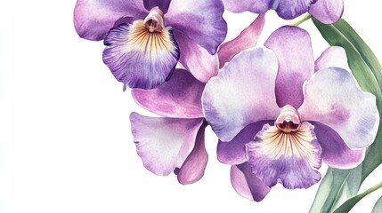 Poster - Watercolor painting of purple flowers against a clean white background