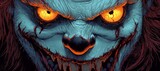 Evil clown face, horror art, Halloween, dark background, poster
