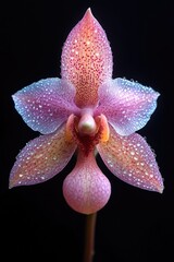 Sticker - A close-up shot of a flower with water droplets glistening on its petals, great for beauty or nature-themed designs