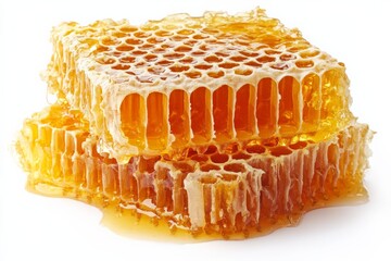 Aufkleber - The image showcases a close-up of a vibrant, golden honeycomb dripping with fresh, sweet honey, capturing the essence of natural sweetness and the beauty of beekeeping.