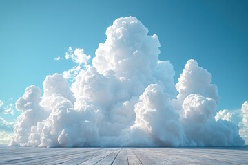 Aufkleber - A wooden floor with a vast expanse of clouds above, ideal for use in architectural or design contexts