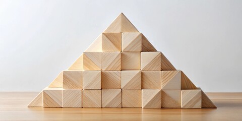 Leinwandbilder - Wooden blocks arranged in a pyramid shape on a table