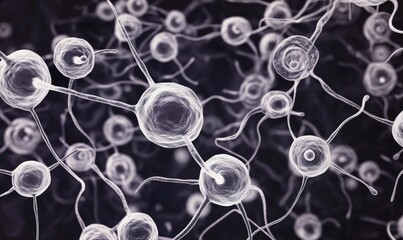 Poster - Microscopic view of interconnected neurons showcasing intricate neural networks and synaptic connections