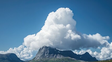 Aufkleber - Mountain range with a large cloud cover, suitable for use in travel or landscape photography