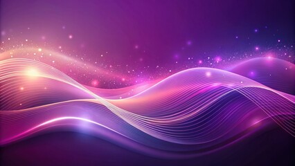 Aufkleber - Abstract Purple and Pink Wave Background Design with Glowing Lines and Sparkling Dust