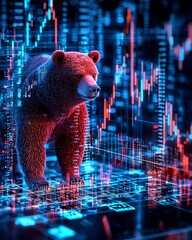 Poster - Bullish & Bearish concept showcasing, Bear Market Concept with Digital Background