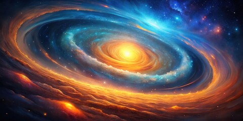 Poster - Cosmic Swirl A Celestial Tapestry of Fiery Hues and Starry Nights