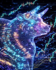 Poster - Bullish & Bearish concept showcasing, Glowing Bullish Concept in Stock Market Visualization