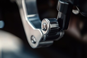 Poster - Close up of a car's steering wheel with detailed features and textures