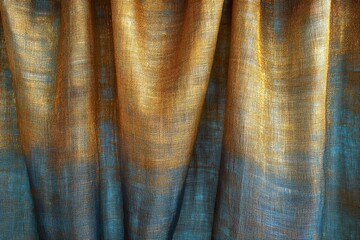 Aufkleber - Woven gold and blue fabric creates a striking contrast, representing harmony and creativity in this bold and visually stimulating artistic textile piece.