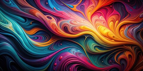 Poster - Abstract Swirling Color Symphony A Vivid Tapestry of Fluid Forms