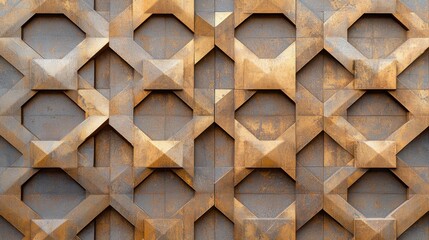 Poster - Geometric pattern design interior wall digital artwork minimalist setting close-up view symmetry and simplicity in art