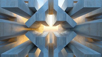 Poster - Geometric shapes in minimalist design digital art modern aesthetic serene environment elevated perspective beauty of symmetry