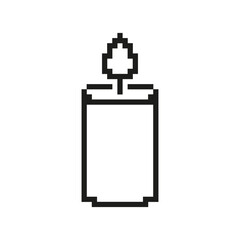 Poster - Pixelated Candle Icon. Light and Warmth Symbol with Flame in Pixel Art Style. Light, Flame, and Peaceful Glow. Isolated Vector Illustration
