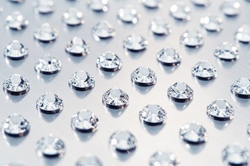 Poster - A collection of shiny diamonds scattered across a table
