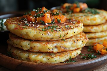 Poster - A wooden plate filled with a variety of dishes