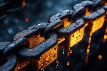 Aufkleber - Close-up shot of a chain covered in water droplets, great for use in jewelry or water-related concepts