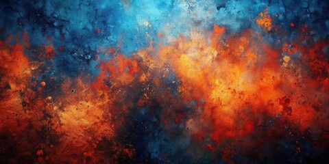 Leinwandbilder - Abstract fiery and icy texture background featuring vibrant hues of blue, orange, and red