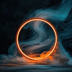 Poster - Dynamic neon vortex display abstract art environment digital creation dark atmosphere contemporary viewpoint
