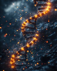 Poster - Crispr gene editing visualization digital art glowing dna structure sci-fi environment close-up view genetic innovation