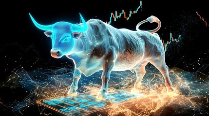 Poster - Bullish & Bearish concept showcasing, Holographic Bullish Concept in Financial Market