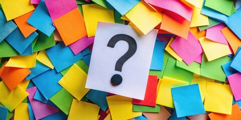 Poster - a pile of colorful sticky notes with a question mark