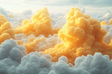 Aufkleber - A collection of white clouds floating in the blue sky, suitable for use as a background or to represent weather
