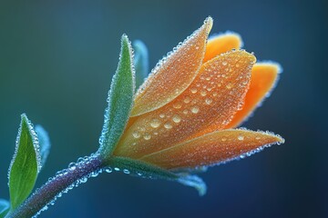 Poster - A close-up shot of a flower with water droplets glistening on its petals
