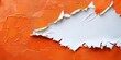 © Kamal - Torn fragment of white paper against vibrant textured orange oil paint background with diagonal creases visible in the paper.