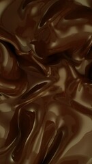 Poster - Super Slow Motion of Splashing and Mixing Hot Melted Chocolate, Creating Waves Shapes, Filmed on High Speed Cinema Camera, 1000 fps. Vertical Aspect Ratio.