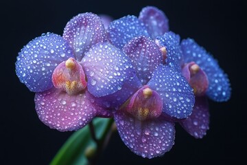 Aufkleber - A close-up shot of a flower with water droplets glistening on its petals, perfect for use in nature-themed designs and illustrations