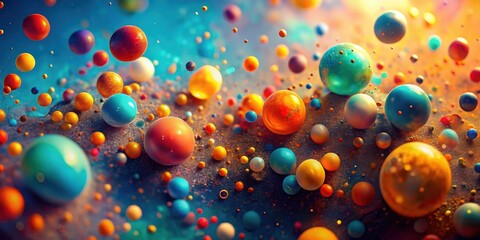 Aufkleber - Vibrant Spheres Floating in a Colorful, Sparkling Universe