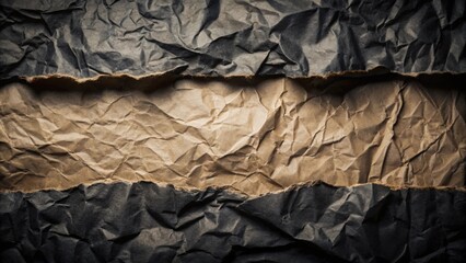 Poster - Textured Crinkled Paper Background with Brown and Black Tones Ideal for Design Projects