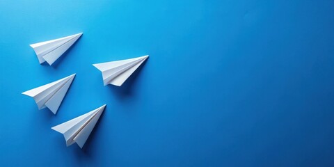Poster - Forward-thinking leadership a team of paper airplanes soaring towards a bright future