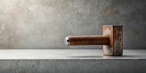 Poster - Rustic Metal Bolt on Concrete Surface Industrial Strength and Texture