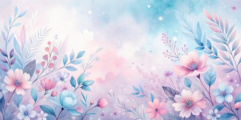Poster - Pastel Floral Watercolor Design Delicate Blooms and Soft Hues for Elegant Decor