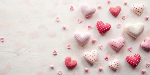 Aufkleber - Romantic Valentine's Day Background with Pink and Red Hearts