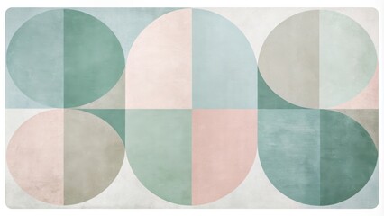 Aufkleber - Abstract Geometric Pastel Circles Design Featuring Interlocking Shapes and a Textured Background