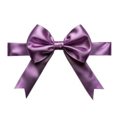 Wall Mural - Elegant Purple Satin Bow with Ribbon Isolated on transparent background