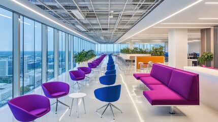 Poster - Modern office meeting room featuring clean lines, sleek furniture, and bright lighting for a professional and versatile design.
