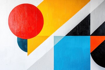 Poster - Vibrant geometric shapes abstract composition modern art gallery digital artwork urban environment artistic perspective balance and harmony