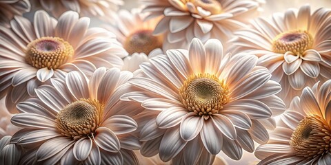 Aufkleber - A Close-Up View of Delicate, Pale Blossoms with Soft Lighting and Textured Petals