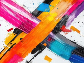 Poster - Dynamic abstract paint stroke pattern with vibrant colors creating movement and harmony artistic space digital art contemporary viewpoint