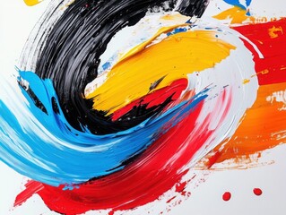 Poster - Dynamic abstract paint stroke pattern art studio visual art vibrant colors close-up view movement and harmony concept