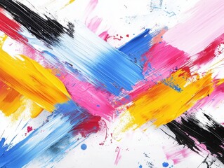 Poster - Dynamic abstract paint stroke pattern art studio digital artwork colorful vibes close-up view creative expression in harmony