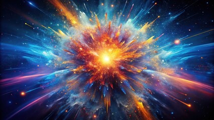 Poster - A vibrant cosmic explosion, a radiant spectacle of celestial fireworks, displaying a breathtaking array of colors and dynamic energy.