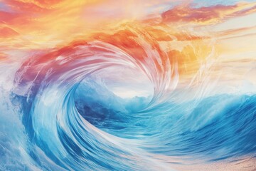 Poster - Dynamic ocean wave movement tranquil shoreline abstract art serene environment calming view pastel color concept for wallpapers