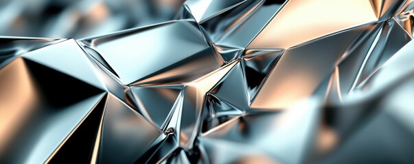 Poster - Abstract geometric shapes in metallic tones, sharp and modern, 4k photo.